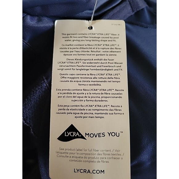 Swim Top Navy 16W DD Solid Wrap Front Tummy Control 1X Underwire Lands End S858 - Picture 10 of 10